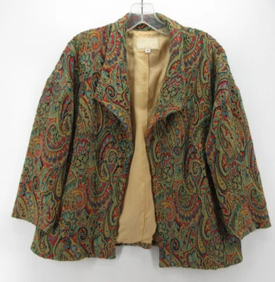 VINTAGE Alberto Makali Blazer Women Medium Red Jacquard Tapestry Jacket USA - Image 1 of 4