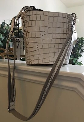 Bolso Bandolera Claudia Firenze Blanco Cuero Italiano Cocodrilo Repujado Nuevo con Etiquetas Foto 1 de 4