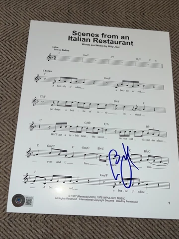 BILLY JOEL SIGNED AUTOGRAPH SHEET MUSIC SCENES FROM ITALIAN PIANO MAN BECKETT F Cover