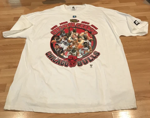 VTG CHICAGO BULLS 1997 NBA CHAMPIONS STARTER T SHIRT XL NEW - See Description Cover