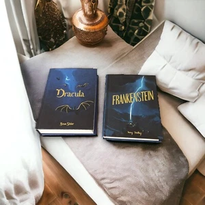 2 Books: Bram Stoker DRACULA  & Mary Shelley FRANKENSTEIN Compact HARDCOVER Gift - Foto 1 di 11