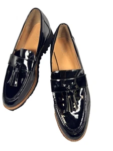 Franco Sarto Women's Carolynn Tassel Loafers Black Patent Leather 8.5M preowned - Picture 1 of 5