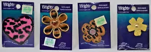Lot of 4 Wrights Iron on Application Embroidered Patches Applique Mix Design NIP - Bild 1 von 2