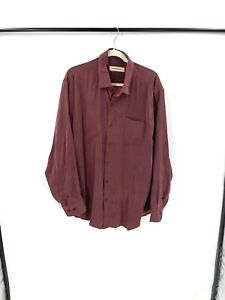Tommy Bahama Mens button Front Silk And Wool Blend XL Long Sleeve Burgundy Top
