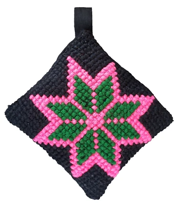 ANTIQUE Amish MENNONITE Sewing NEEDLEPOINT STAR Pin Cushion FOLK ART #3 - Image 1 of 4