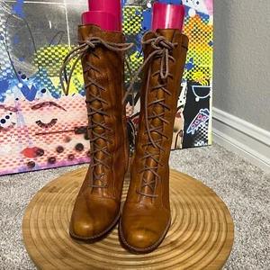 Ugg Australia Brown Rosie Lace Up Leather Camille Boots Size 7 - Picture 1 of 12