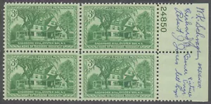 US Stamps Scott #1023 Sagamore Hill Block with 3 Signatures NH - Picture 1 of 2