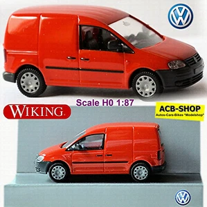 VW Volkswagen Caddy III Scatola 2003 Tipo 2K Red Tornado 1:87 Wiking Werbemodel - Foto 1 di 11