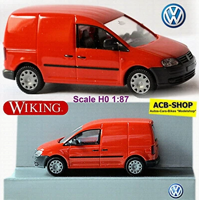 VW Volkswagen Caddy III Scatola 2003 Tipo 2K Red Tornado 1:87 Wiking Werbemodel - Immagine 1 di 4