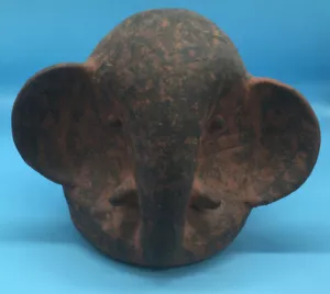 Testa di elefante vintage in ceramica argilla di vitello - Foto 1 di 5