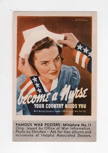 ORIGINAL WW II RED CROSS NURSE POSTER STAMP / MINI PIC TIDEWATER OIL CO #11 - Picture 1 of 1