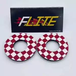 BMX bike GRIP DONUTS red white checkerboard FIT SE GT HARO Hutch Dyno DK JMC NEW - Picture 1 of 2