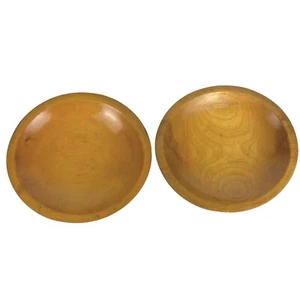 Munising Wooden Bowl 7 1/4” x 6 1/2” X 1” Deep Oval Wood Primitive Set Of 2 - Picture 1 of 4