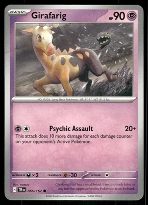 Girafarig 066/162 Common Normal NM Pokemon SV05: Temporal Forces - Image 1 of 2