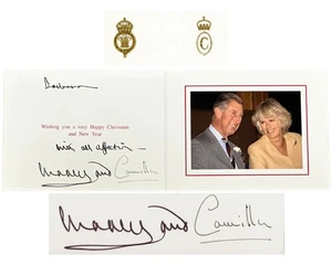 KING CHARLES III & QUEEN CONSORT CAMILLA Signed Christmas Card PSA Auto - Picture 1 of 6