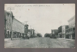 Quincy MICHIGAN 1917 MAIN STREET Stores CHICAGO STREET nr Coldwater B2 - Bild 1 von 2