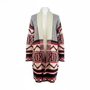 BCBGMAXAZRIA Geometric Aztec Print Open Front Cardigan Blanket Western Tribal L - Picture 1 of 5