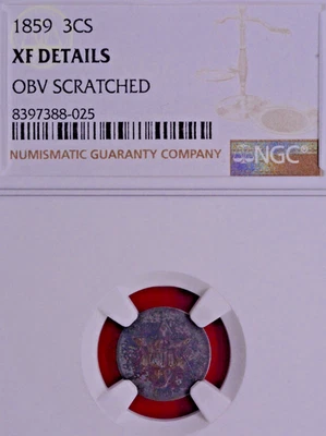 NGC XF! 1859 THREE CENT SILVER - Image 1 of 3
