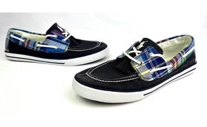 Polo Ralph Lauren Herren Küstenblau Kariert Preppy Schnürschuhe Turnschuhe Gr. 6,5 Vintage - Bild 1 von 10