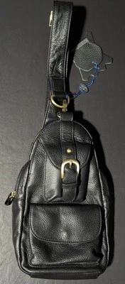 Bolso Bandolera AMERI LEATHER Para Mujer Grylls Petite Negro Guijarro Nuevo con Etiquetas Foto 1 de 4