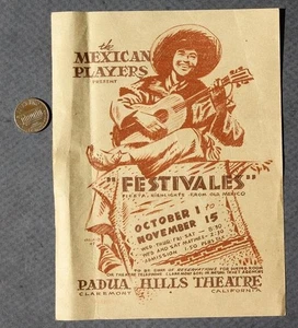 1960s Era Claremont California Padua Hills Mexican Players Theatre leaflet RARE- - Picture 1 of 1