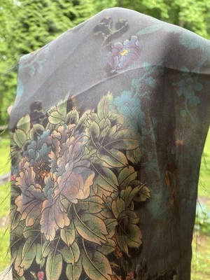 Pure 100% gambiered Silk Fabric remnant natural dyeing Quilt Craft  1yd Long - Image 1 of 4