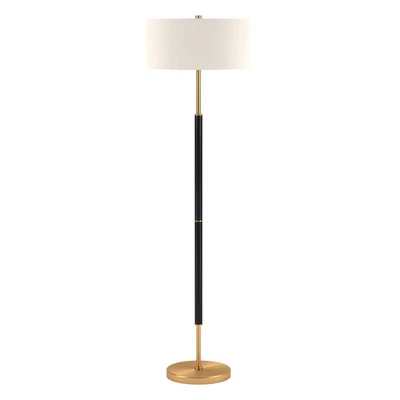 2-Light Floor Lamp with Fabric Shade in Matte Black/Brass/White, Floor Lamp f... - Image 1 of 4