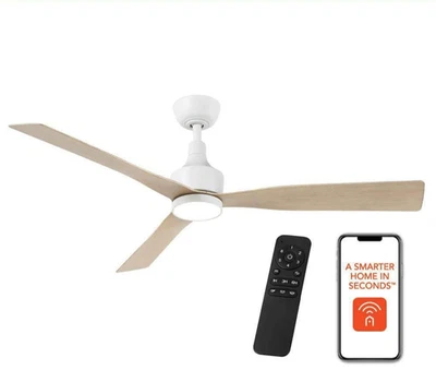Ryland 52 in. Smart Indoor/Outdoor Matte White Ceiling Fan Adjustable White LED - Image 1 of 4
