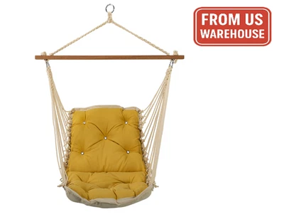 Hatteras Hammocks Tufted Sunbrella Single Swing Spectrum Daffodil Outdoor Patio. - Image 1 of 4