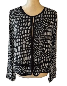 NEW Joie Moudine In Caviar Silk Beaded 3/4 Sleeve Jacket Size L - Picture 1 of 12
