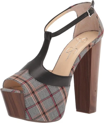 Sandalias Jessica Simpson para mujer Dany plataforma tacón ancho talla 7 vacaciones a cuadros Foto 1 de 4