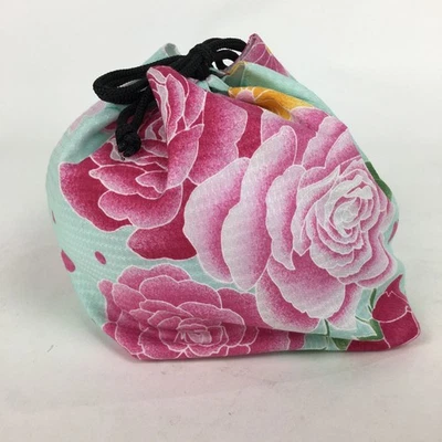 Bolso japonés con cordón de tela de colección bolsa de tela flor Kinchaku-Bukuro KB25 Foto 1 de 4