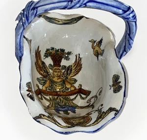 Antigua cesta Gien Faience renacentista pintada a mano - marcada firmada - europea - Imagen 1 de 24