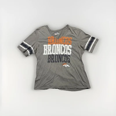 NFL Denver Brocos Gris Mujer Manga Corta Cuello en V XL Camiseta Foto 1 de 2