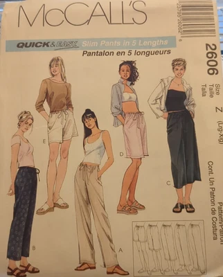 McCall's EASY Sewing Pattern #2606 Misses' drawstring SLIM PANTS size L-XL UC/FF - Image 1 of 4