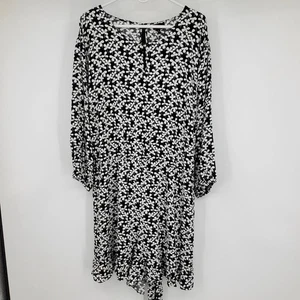 NWT Who What Wear Tossed Cloverbud Black and White Print 3/4 Sleeve Dress 4X - Picture 1 of 13