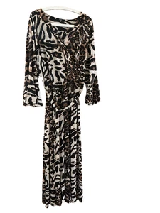 Joanna Hope Size30 Maxi dress 3/4 sleeve with wide cuff V neck Animal Print - Picture 1 of 8