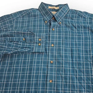 LL Bean L-REG, grande ajuste tradicional 100 % algodón verde azulado sin arrugas con botones - Imagen 1 de 7