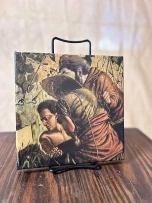 Original PRINT Oil Painting on canvas Signed Artwork 8" x 8" - Image 1 of 2