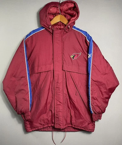 Vintage 90s Y2K Arizona Cardinals NFL Football Jacket Sz M Puffer Bomber Red VTG Cover