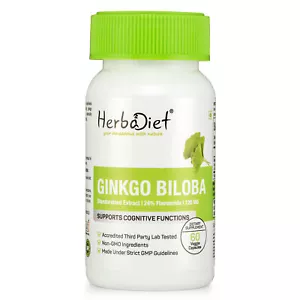 Ginkgo Biloba Extract Capsules 24% Memory Mental Focus Brain Booster Supplement - Picture 1 of 4