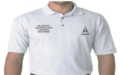 SPACE FORCE PILLAR POINT AIR FORCE STATION CALIFORNIA EMBROIDERED POLO SHIRT - Image 1 of 4