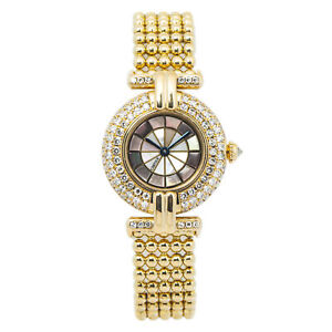 Cartier Colisee 1980 1 RARE 18k Yellow Gold Factory Diamond & MOP Watch 24mm
