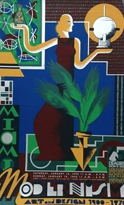 1995 MIAMI MODERNISM ART & DESIGN ART DECO LE SILKSCREEN EXHIBITION POSTER - Picture 1 of 10