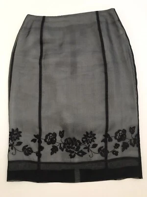 NWOT Vintage Dana Buchman Women Skirt Size 2 Sheer Black Silk Flowers VTG - Image 1 of 4