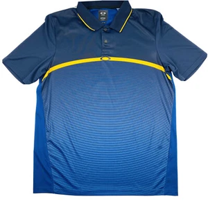 Oakley Men's Size S Polo Hydrolix Regular Fit Blue Yellow Striped       U17 - Picture 1 of 6