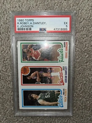 ADRIAN DANTLEY EDDIE JOHNSON RICK ROBEY 1980 Topps NBA Basketball HOF PSA 5 - Image 1 of 2
