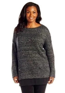 Suéter Jessica Simpson Plus 3X Gris Adornado Alto Bajo Pullover Nuevo con Etiquetas $89 - Imagen 1 de 1