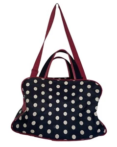 H06# Ladies Unbranded Black/White Spotted & Red Trim Front Pocket Duffle Bag S - Picture 1 of 11