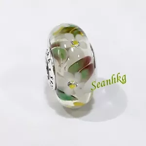 Pandora Wild Flowers Murano Glass Charm CZ S925ALE Authentic NEW 791638CZ - Picture 1 of 7